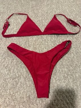 SHEIN Red Triangle Bikini Set